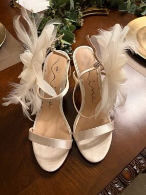 Nina Ivory Feather Evening Heels